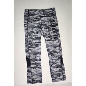 Lululemon SoulCycle Speed Up Crop Leggings Black White Camo Mesh Pockets Size 4